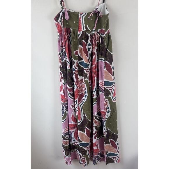 Francescas Maxi Dress Womens Small Pink Green Linen Blend Floral Mara Palm Print - Picture 12 of 13